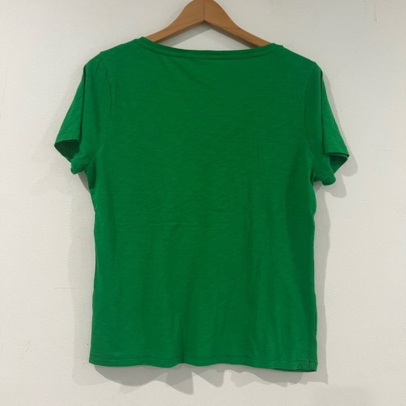 J CREW basic vintage cotton blouse with short sleeves green and V-neck M - Picture 3 of 7